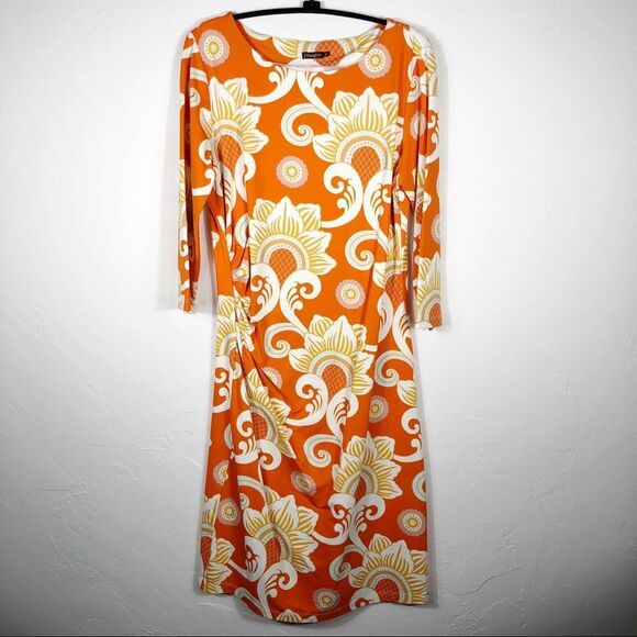 J. McLaughlin Dresses & Skirts - J. McLaughlin | “Sage” Dress | Stretchy | Orange | 3/4 length sleeves | …